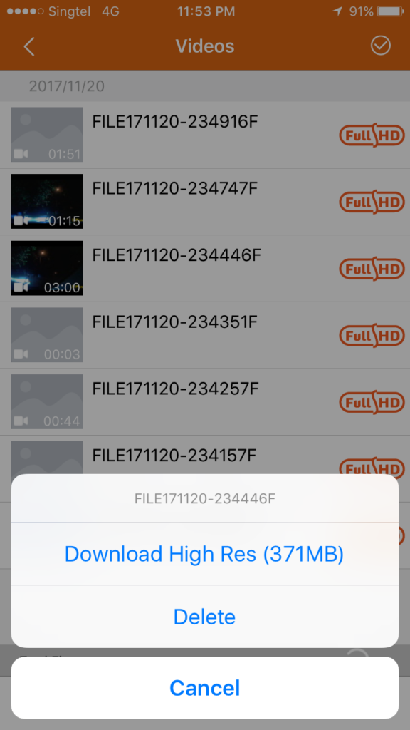 MiVue App video log